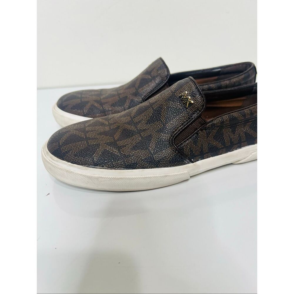 Michael Michael Kors Brown Monogram Loafer Slip On Shoes Sz 7M PVC Upper Exc Con - Picture 3 of 9